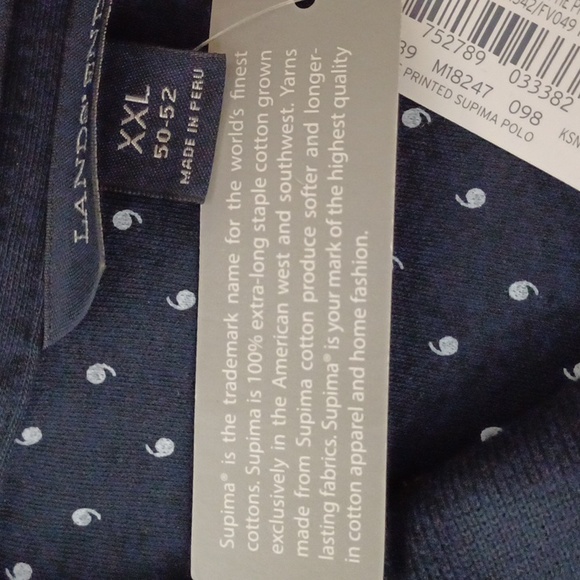 Lands End Navy Polo XXL Supima Cotton - Picture 9 of 11